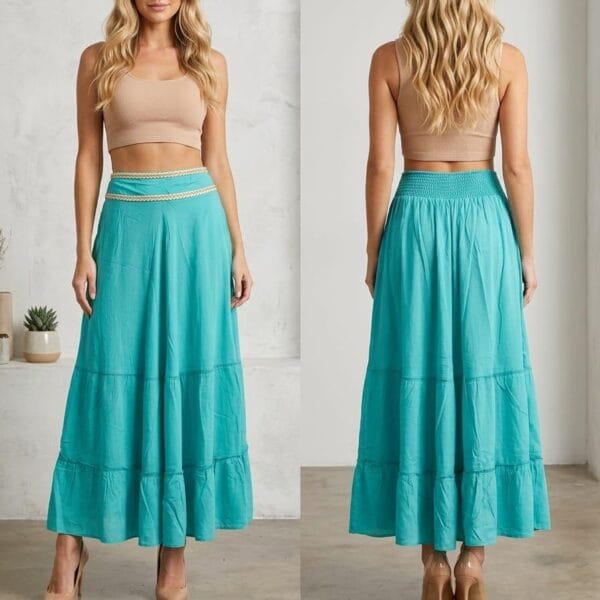 Ocean Mist Tiered Maxi Skirt