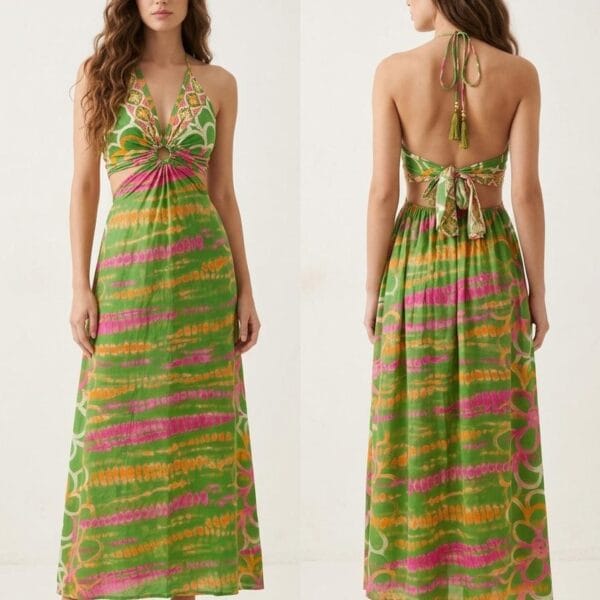 Tropical Mirage Cut-Out Maxi Dress