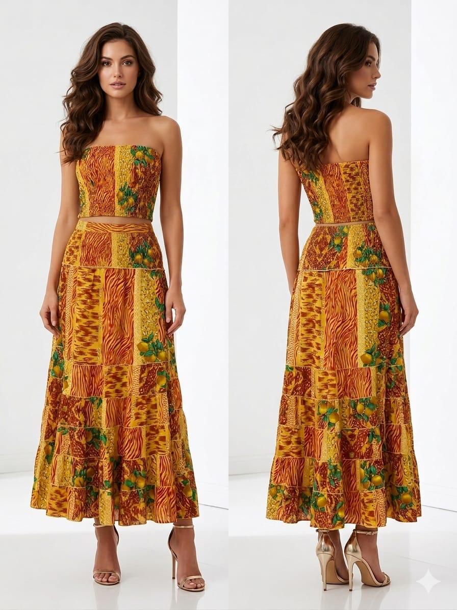 Citrus Patchwork Two-Piece Set
