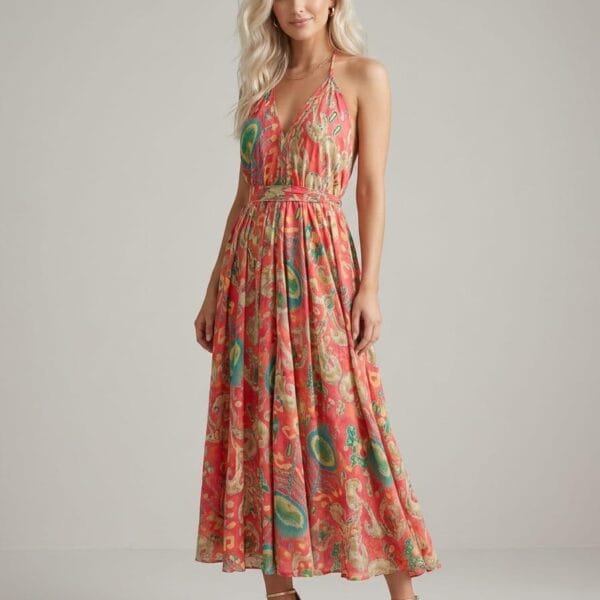 Coral Paisley Paradise Maxi Dress