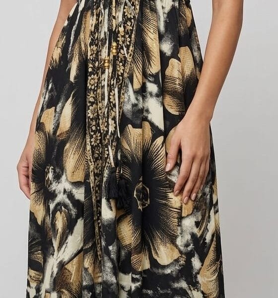Ivory Coast Tassel Tie Maxi Dress