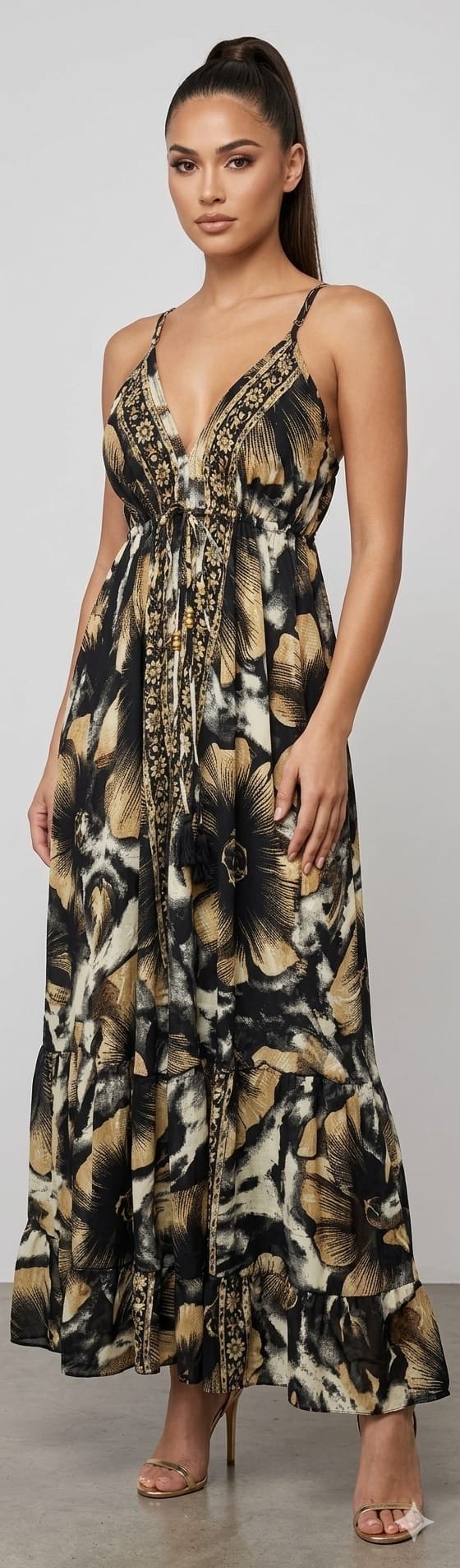 Ivory Coast Tassel Tie Maxi Dress