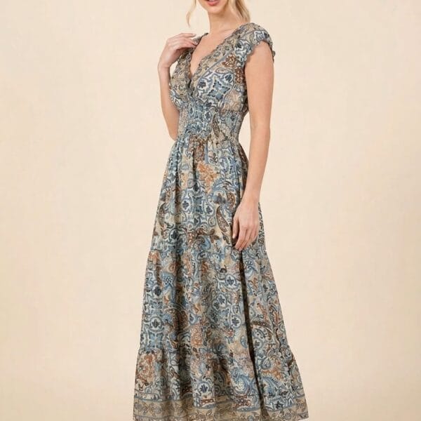 Silver Moon Ruffle Sleeve Maxi Dress