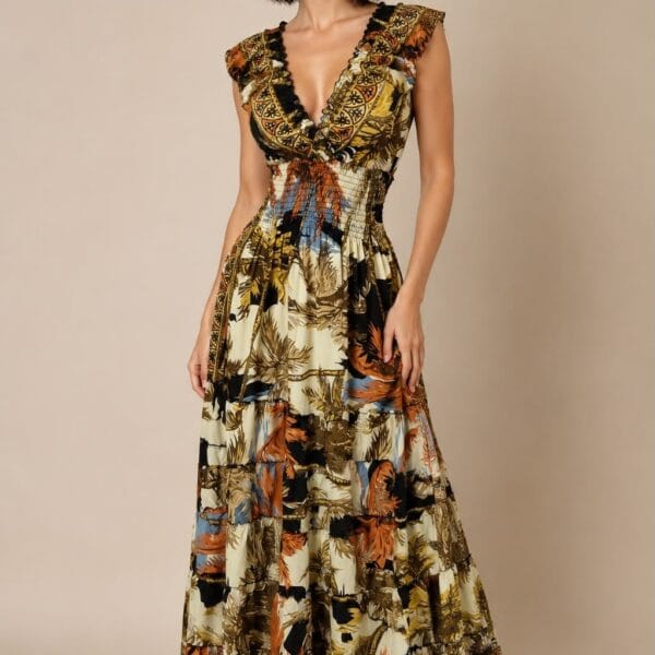 Dawn Petal Ruffle Sleeve Maxi Dress