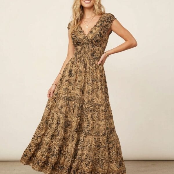 Mauve Mist Ruffle Sleeve Maxi Dress