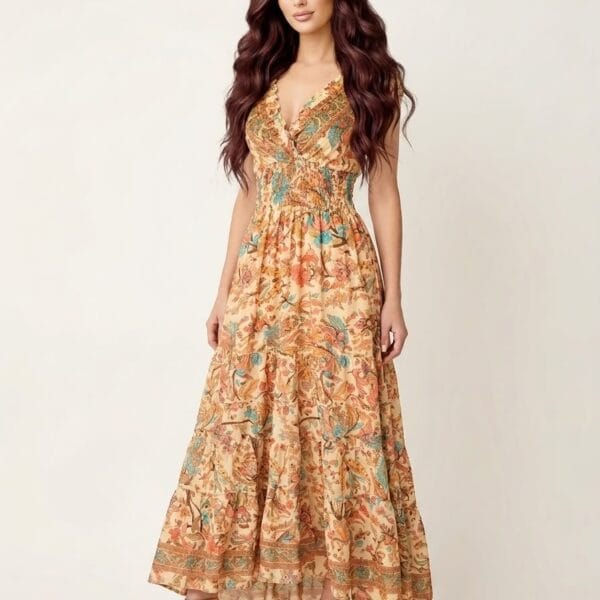 Berry Bliss Ruffle Sleeve Maxi Dress