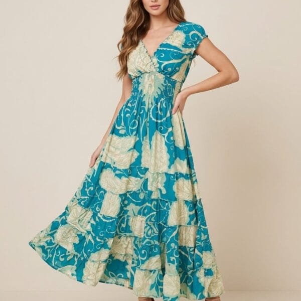 Plum Orchid Ruffle Sleeve Maxi Dress