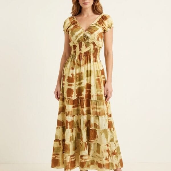 Wine Country Ruffle Sleeve Maxi Dress