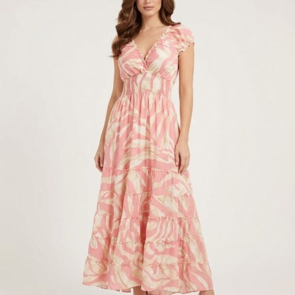 Honey Dew Ruffle Sleeve Maxi Dress