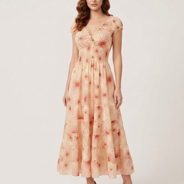 Rust Canyon Ruffle Sleeve Maxi Dress