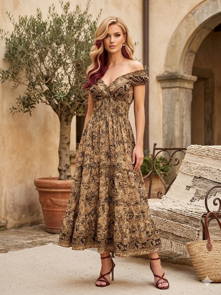 Peach Sorbet Ruffle Sleeve Maxi Dress