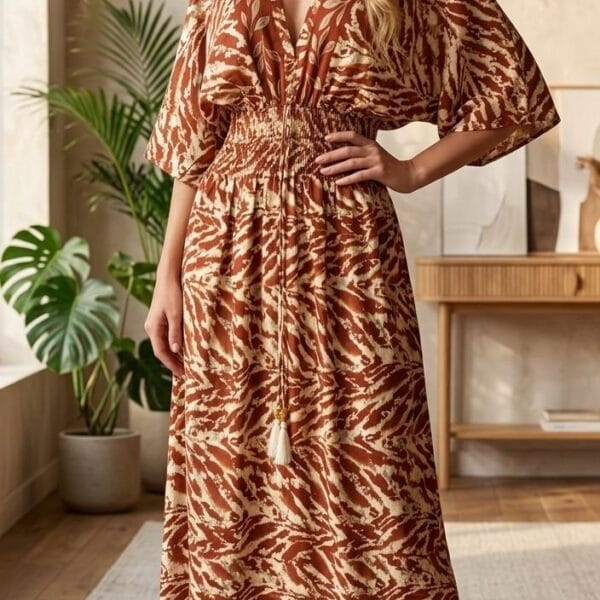 Vintage Rose Kimono Maxi Dress