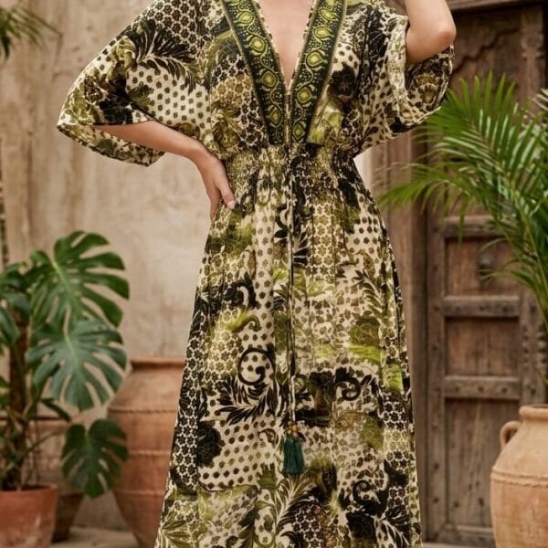 Oasis Palm Kimono Maxi Dress