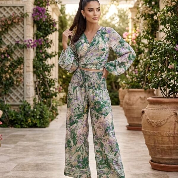 Paradise Cove Wrap Top & Wide Leg Pants Set