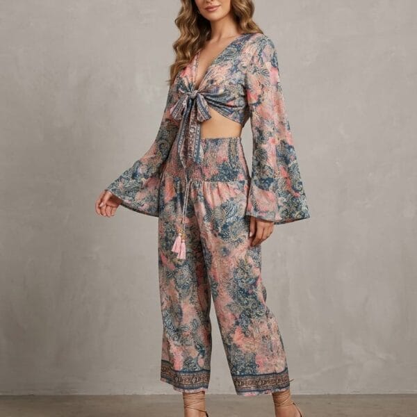 Meadow Song Wrap Top & Wide Leg Pants Set