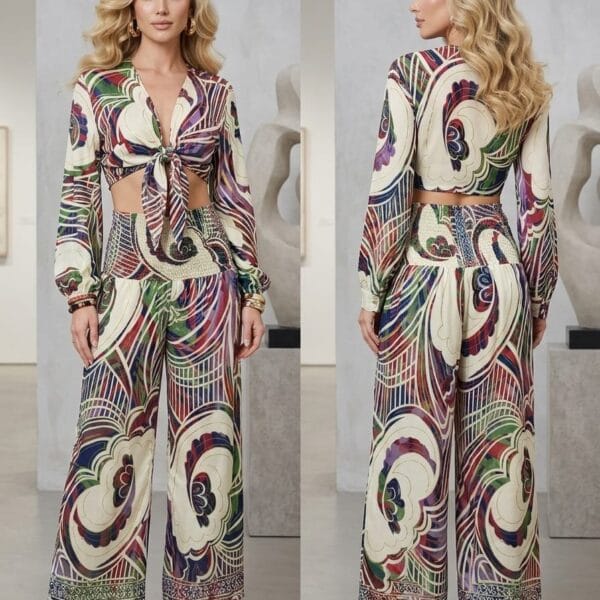 Riviera Sun Wrap Top & Wide Leg Pants Set