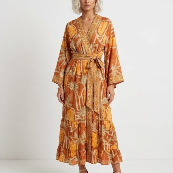 Amalfi Coast Kimono Wrap Maxi Dress