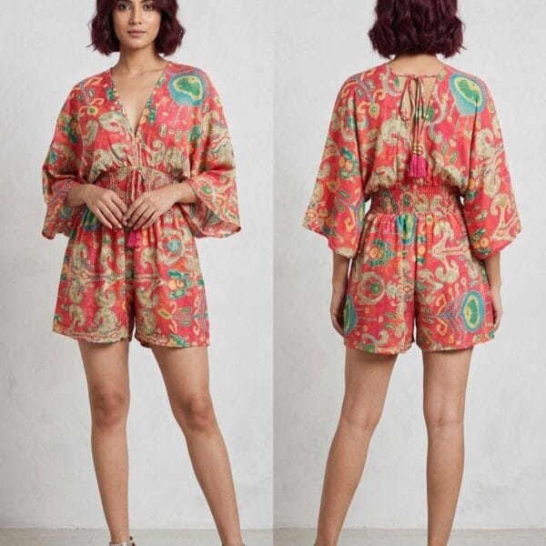 Bali Sunrise Bell Sleeve Romper