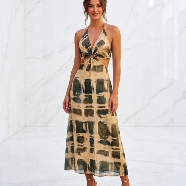 Rio Carnival Halter Cutout Maxi Dress