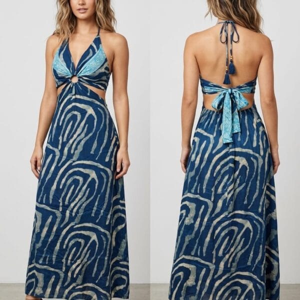 Athens Olive Halter Cutout Maxi Dress