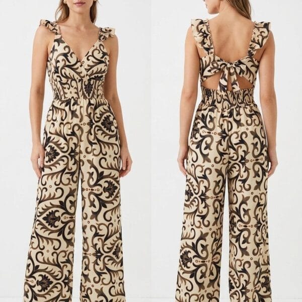 Positano Pink Ruffle Strap Jumpsuit