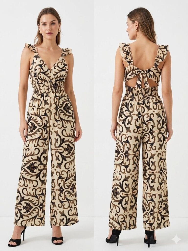 Positano Pink Ruffle Strap Jumpsuit