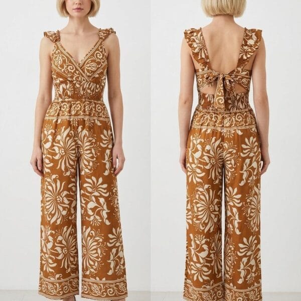 Malta Honey Ruffle Strap Jumpsuit