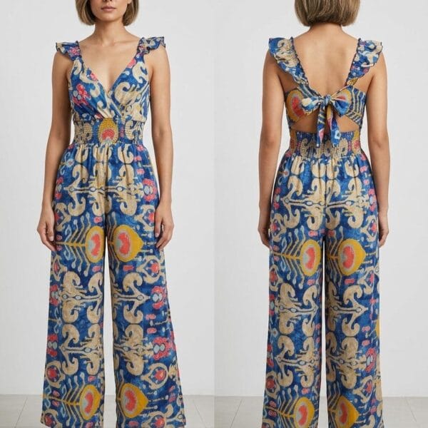 Sardinia Coral Ruffle Strap Jumpsuit