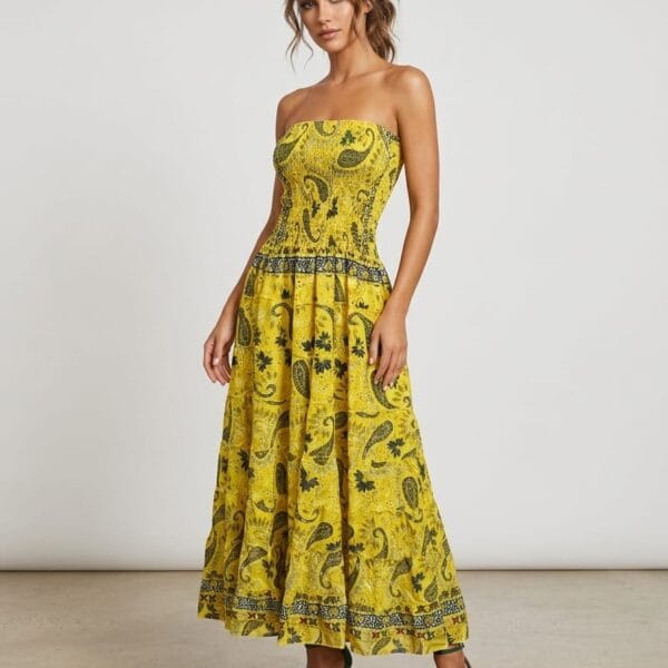 Borneo Emerald Strapless Tiered Maxi Dress