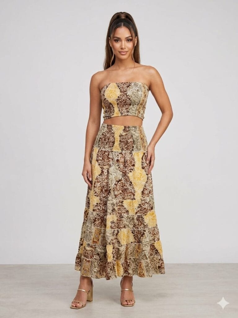 Atlantic Mist Tube Top & Maxi Skirt Set