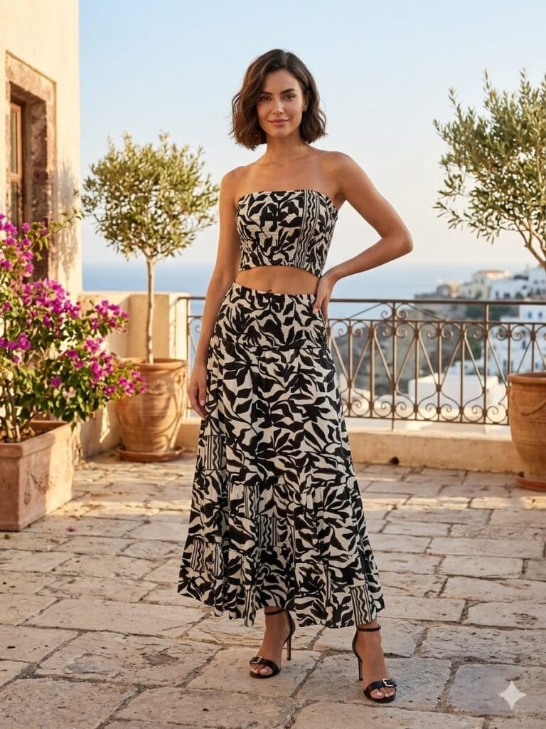 Nordic Frost Tube Top & Maxi Skirt Set