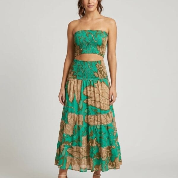 Alpine Bloom Tube Top & Maxi Skirt Set