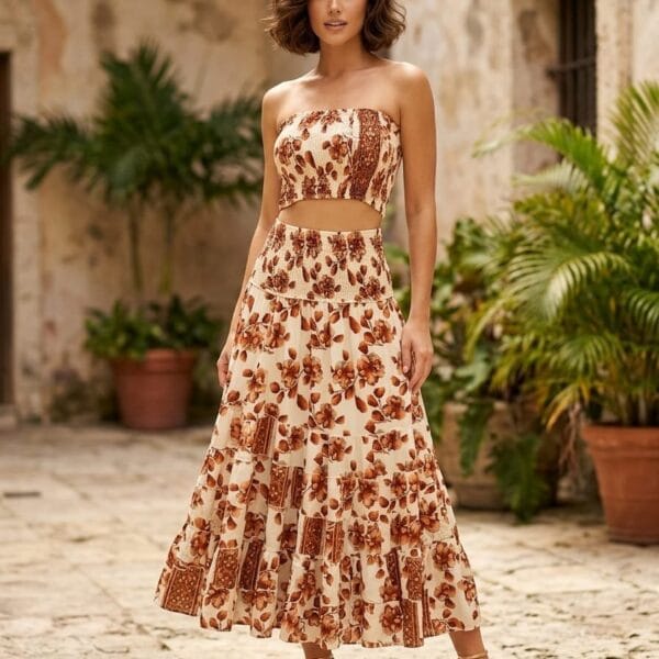 Safari Dusk Tube Top & Maxi Skirt Set