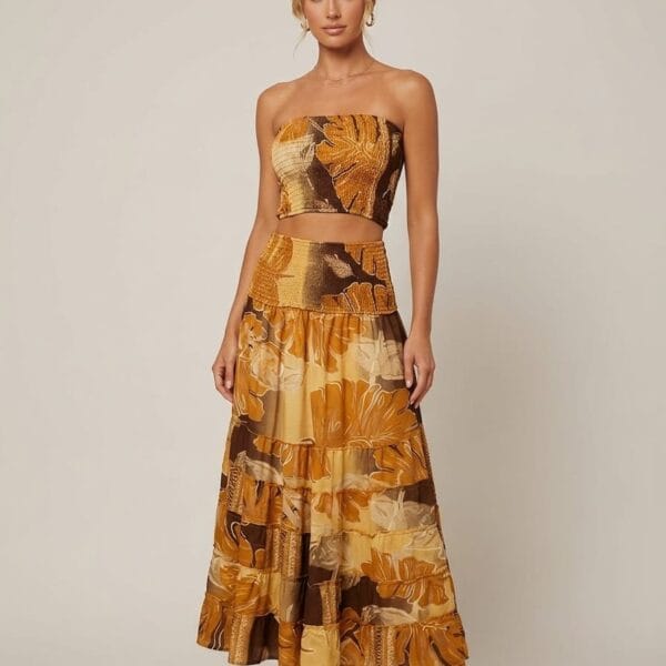 Angkor Dawn Tube Top & Maxi Skirt Set