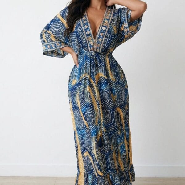 Montenegro Jade Embroidered Kaftan Maxi Dress