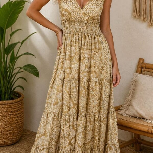 Terra Firma Halter Tiered Maxi Dress