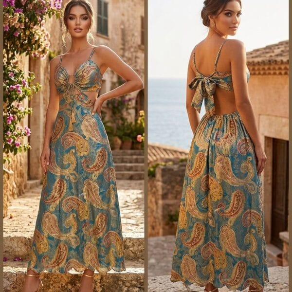 Étoile Rose Cutout Ring Detail Maxi Dress