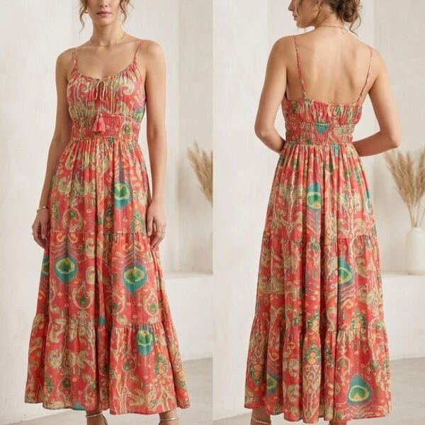Monsoon Rain Smocked Cami Maxi Dress