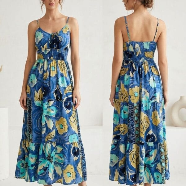Cherry Blossom Smocked Cami Maxi Dress