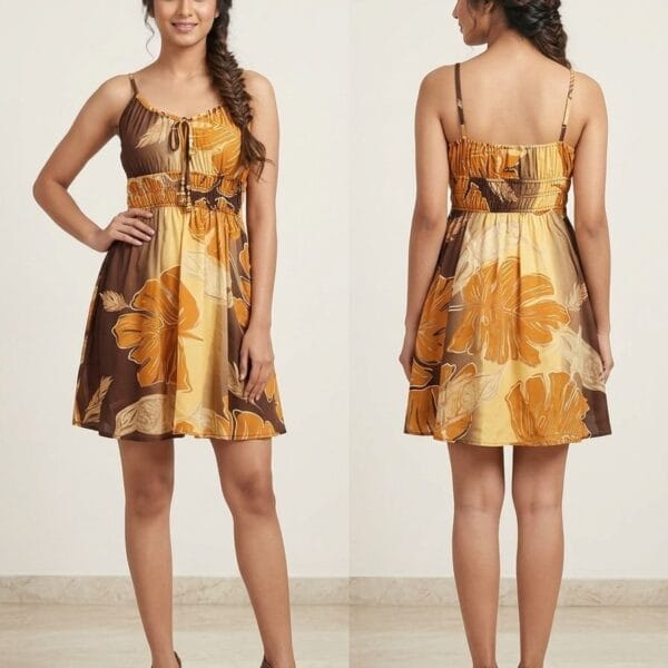 Hibiscus Flame Smocked Cami Mini Dress