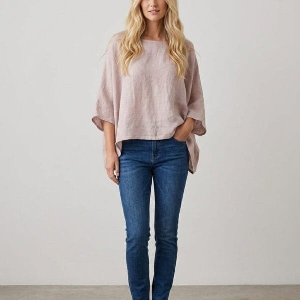 Blush Linen Rolled Sleeve Tunic