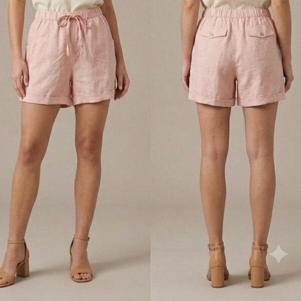 Blush Linen Drawstring Shorts