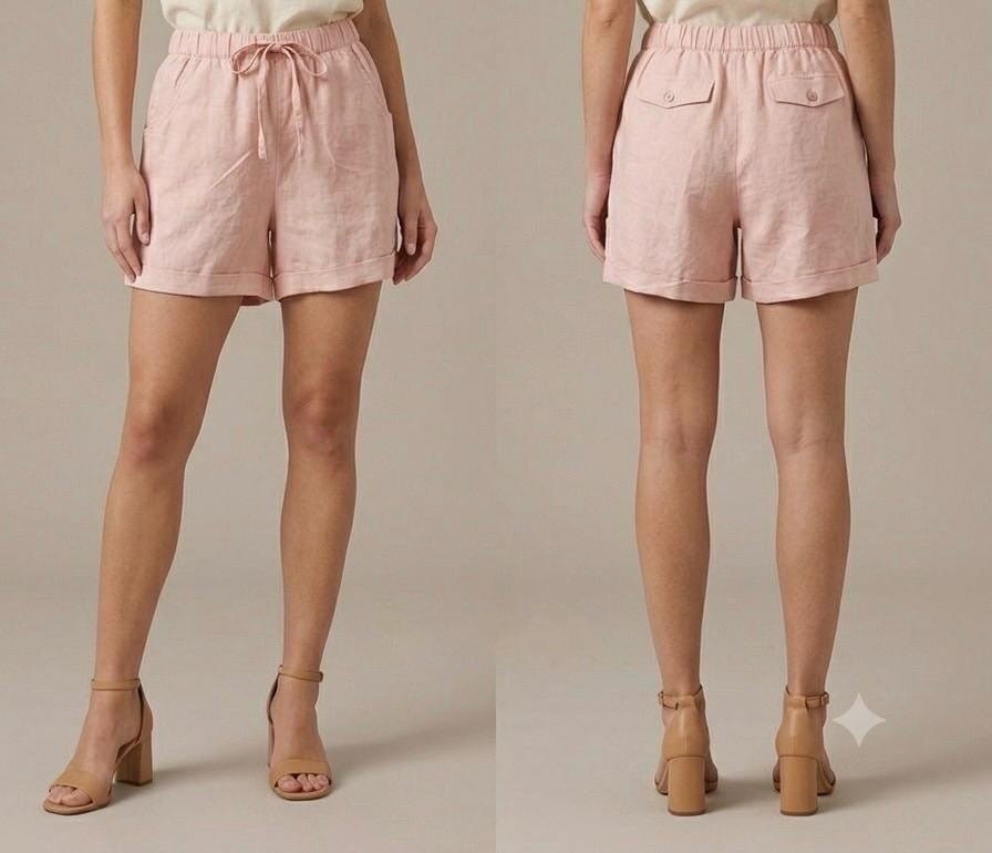 Blush Linen Drawstring Shorts