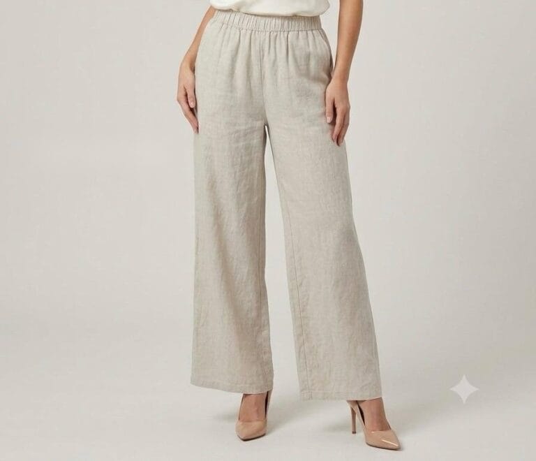 Natural Linen Wide-Leg Palazzo Trousers