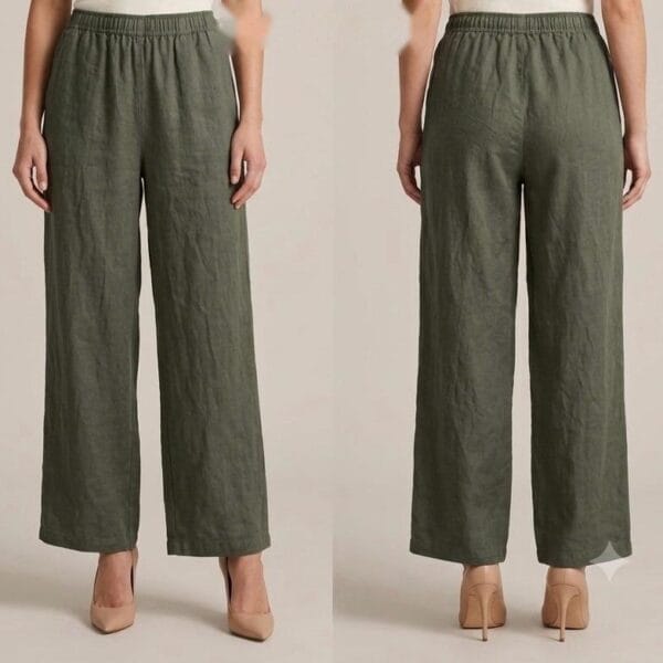 Sage Linen Cropped Wide-Leg Pant