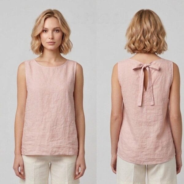 Blush Linen Bow-Back Tank Top