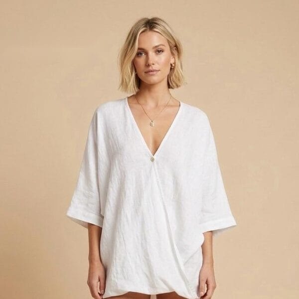 Ivory Linen Wrap Tunic