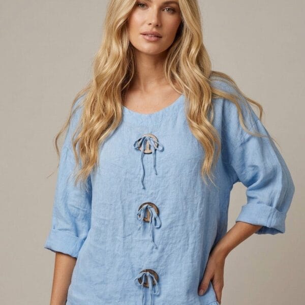 Cielo Linen Tunic with Drawstring Details