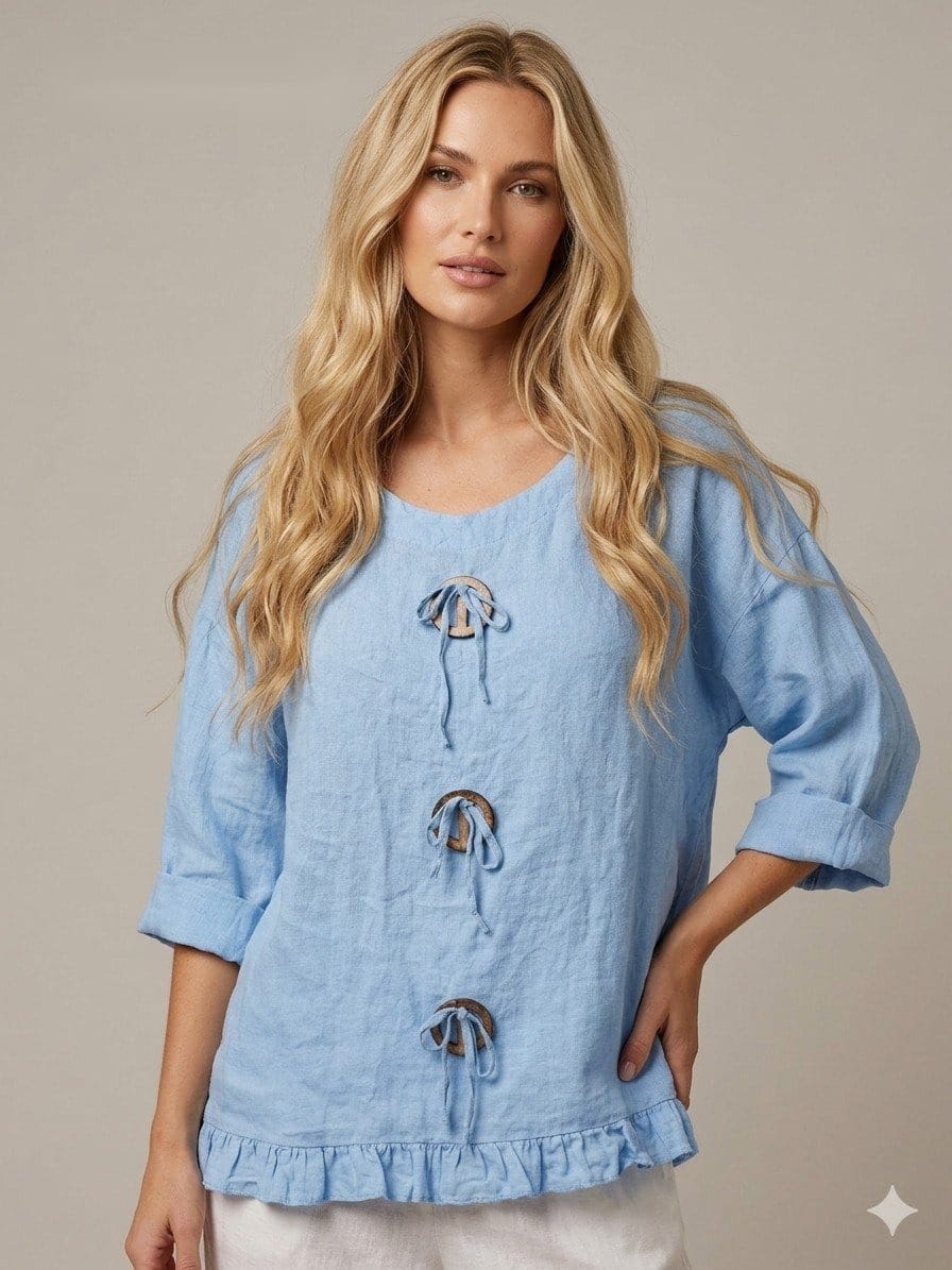 Cielo Linen Tunic with Drawstring Details