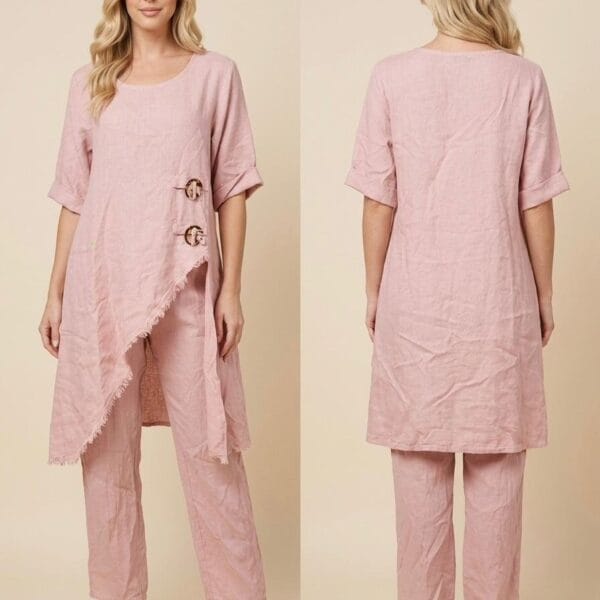 Dusty Rose Linen Tunic Ensemble